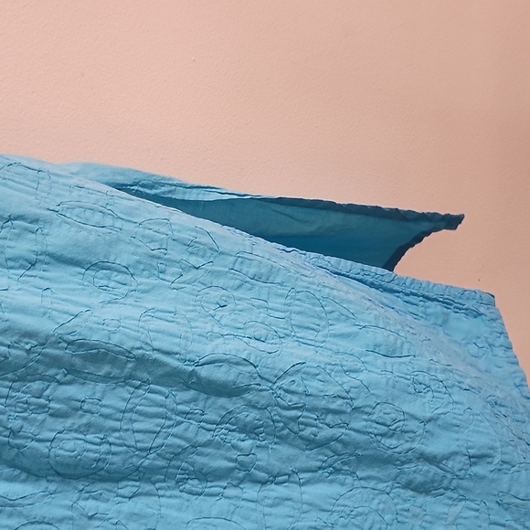 Soft Surroundings Blue Quilted Tunic Top Pullover Dress, Double Slits Cotton MP - Picture 8 of 13